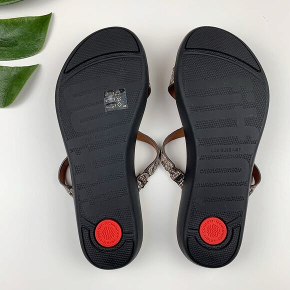 FitFlop Strata Slide Sandals Snake Effect Leather Slip On Women's 7 - Picture 8 of 9